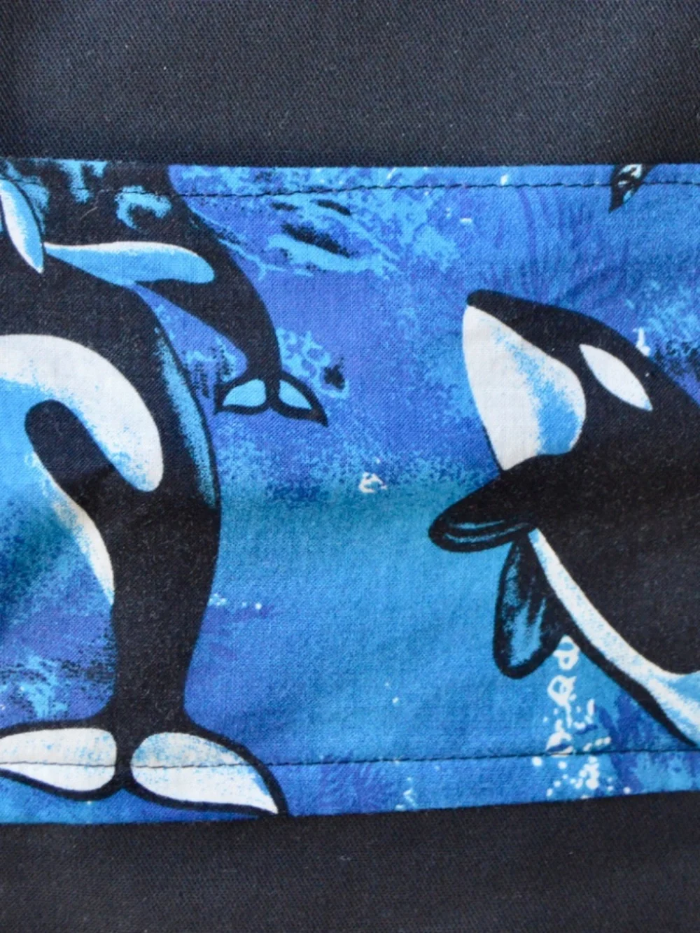 Vintage 1990s Lisa Frank-Inspired Hand Sewn Hanging Pocket Organizer Orca Fabric